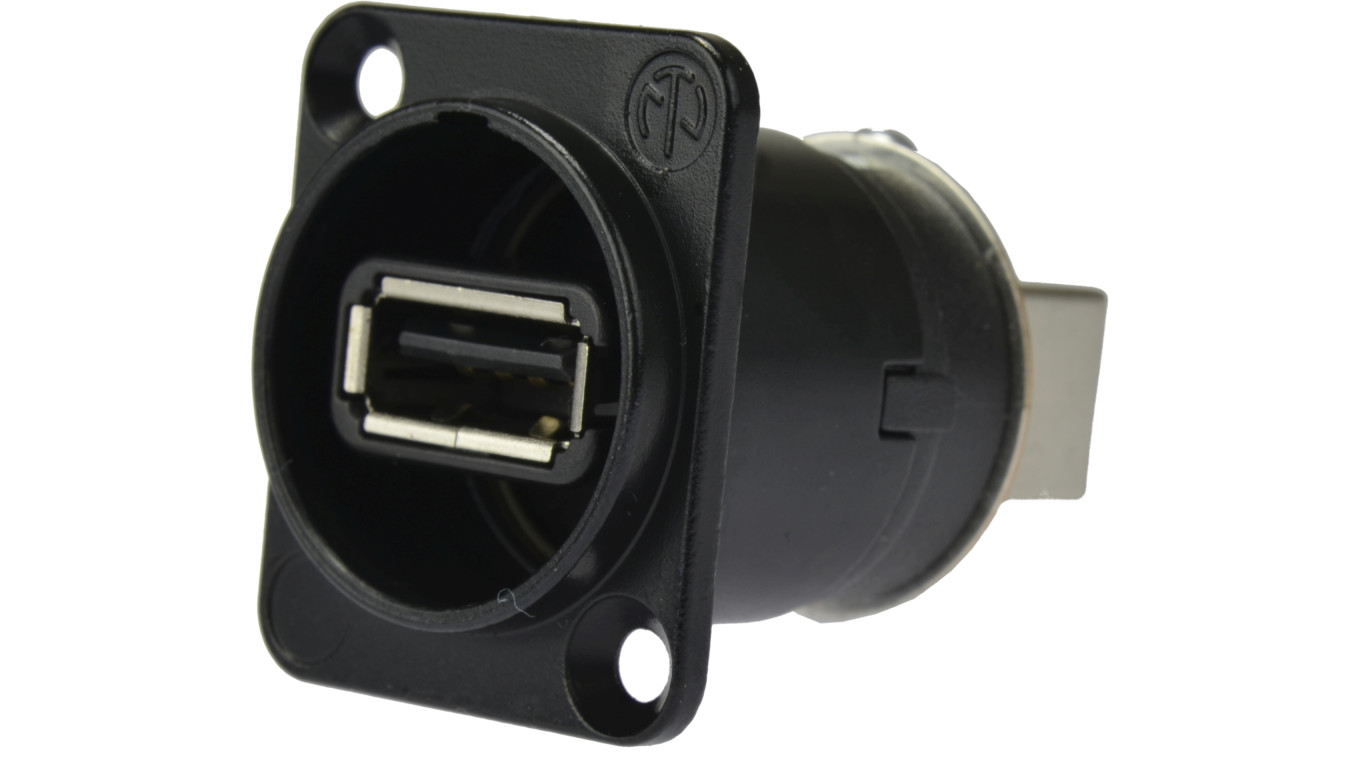 NEUTRIK Gniazdo tablicowe panelowe Adapter USB 2.0 A / B odwracalny czarny NAUSB-W-B
