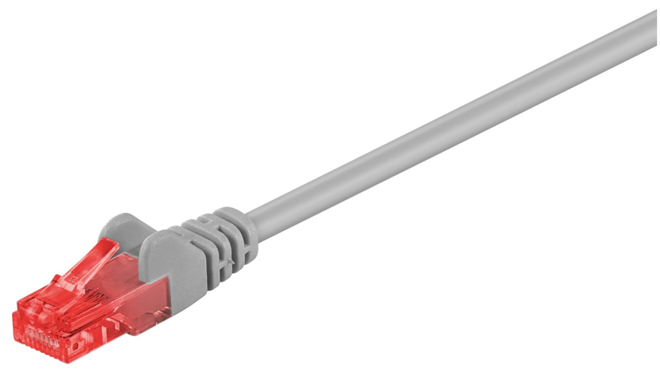 CAT 6Kabel łączący, U/UTP, Szary - Długość kabla 10 m