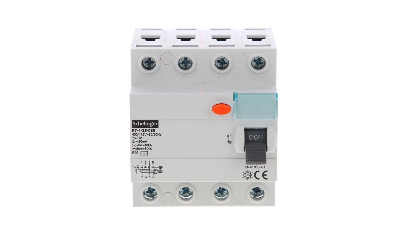 WYŁĄCZNIK RÓŻNICOWOPRĄDOWY AC 4P 25A 30mA SCHELINGER A03-K7-4-25-030