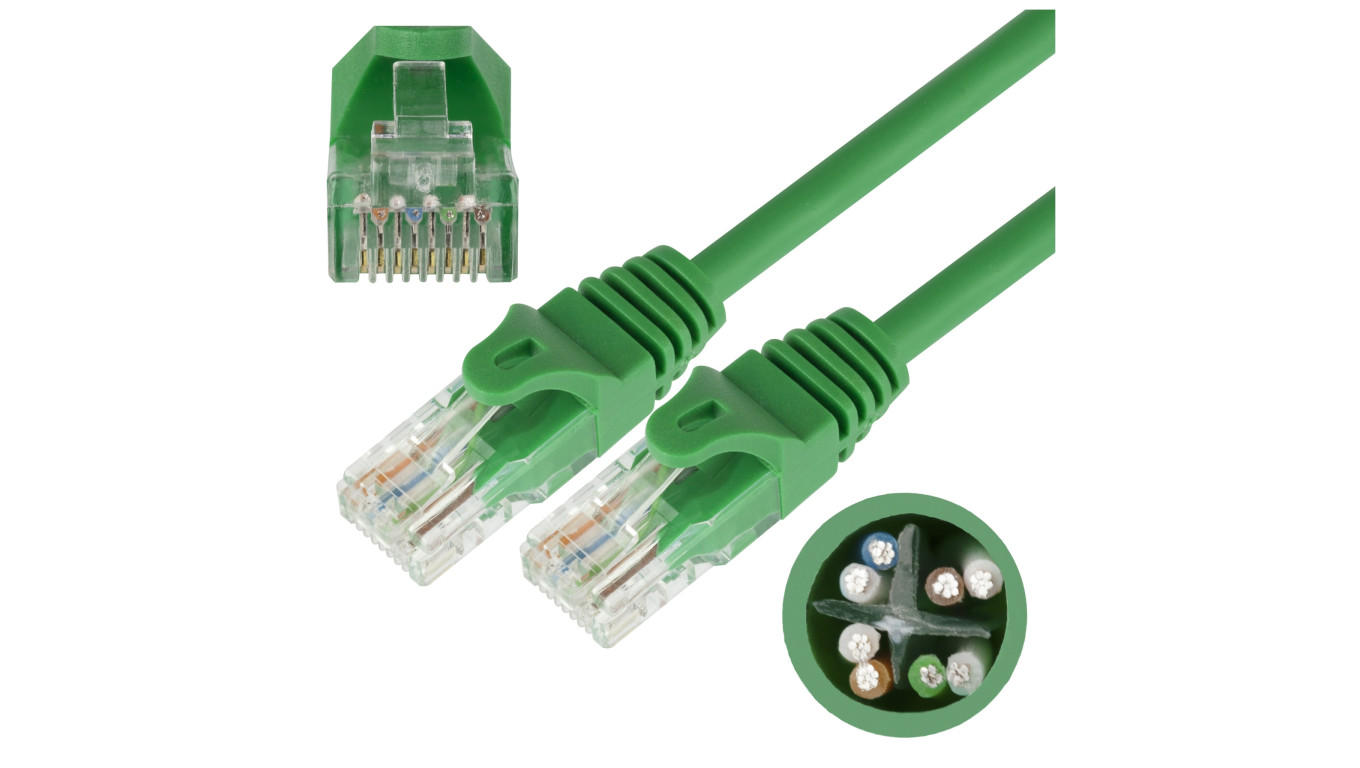 Patchcord UTP kat.6 kabel sieciowy LAN 2x RJ45 linka zielony 3m NEKU