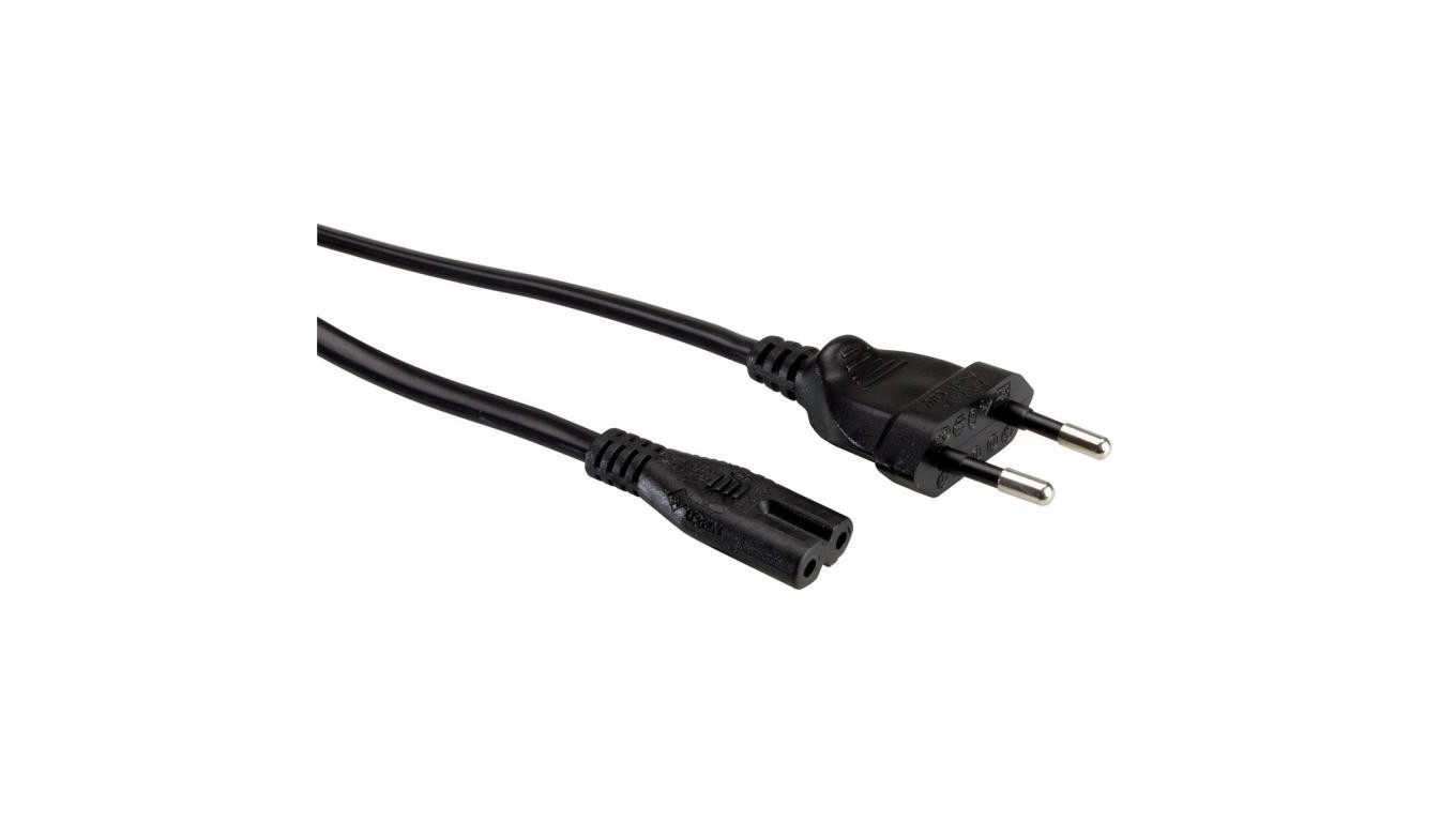 VALUE Kabel zasilający Euro z płaską wtyczką do C7, 2-biegunowy, czarny, 3 m
