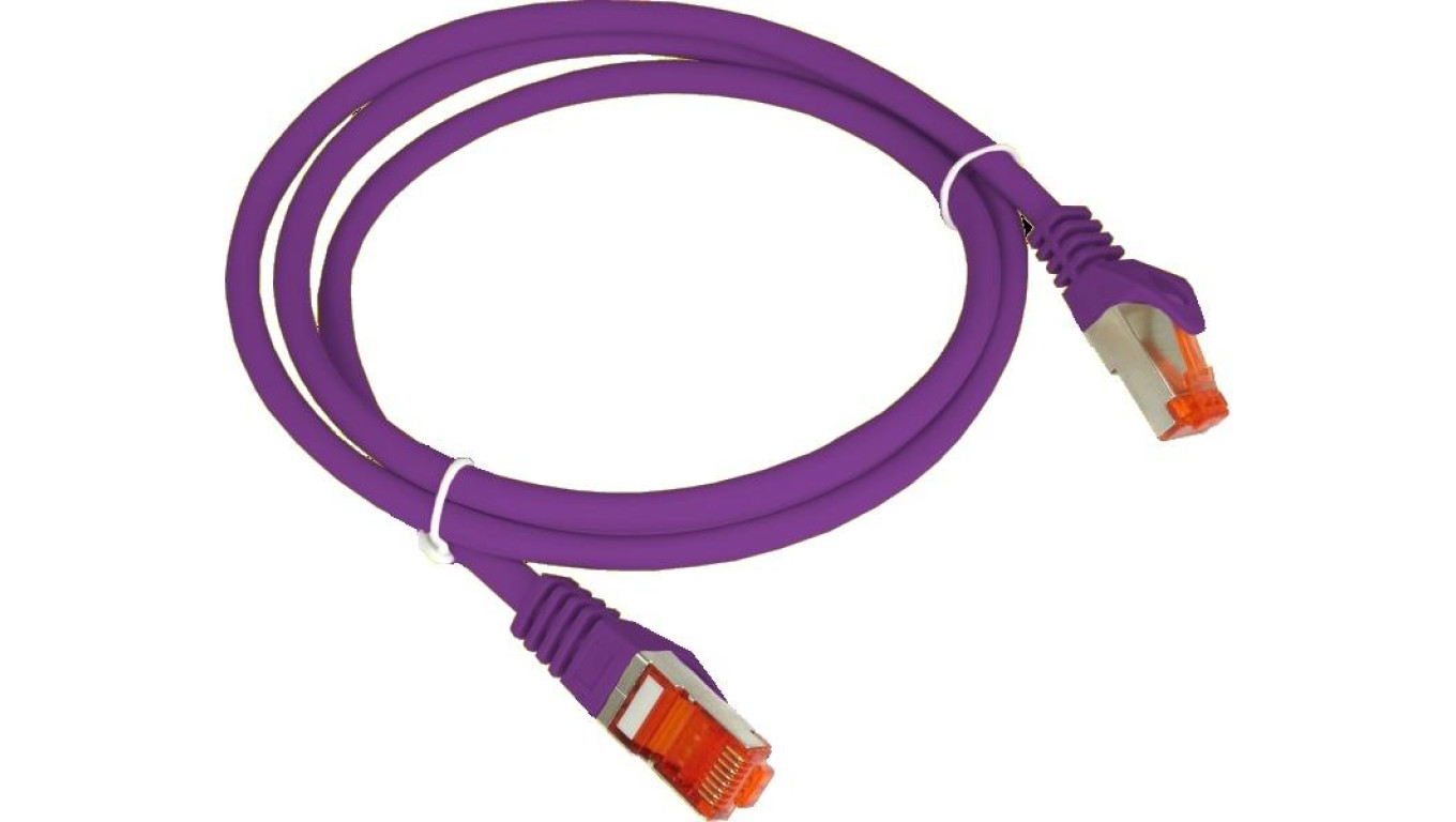 Patchcord S/FTP kat.6A PiMF kabel sieciowy LAN 2x RJ45 linka LSOH fioletowy 0,5m Alantec