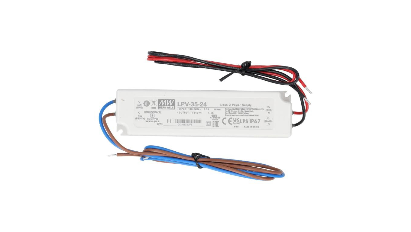 Zasilacz hermetyczny IP67 do oświetlenia LED 24V 1,5A 35W wodoodporny LPV Mean Well