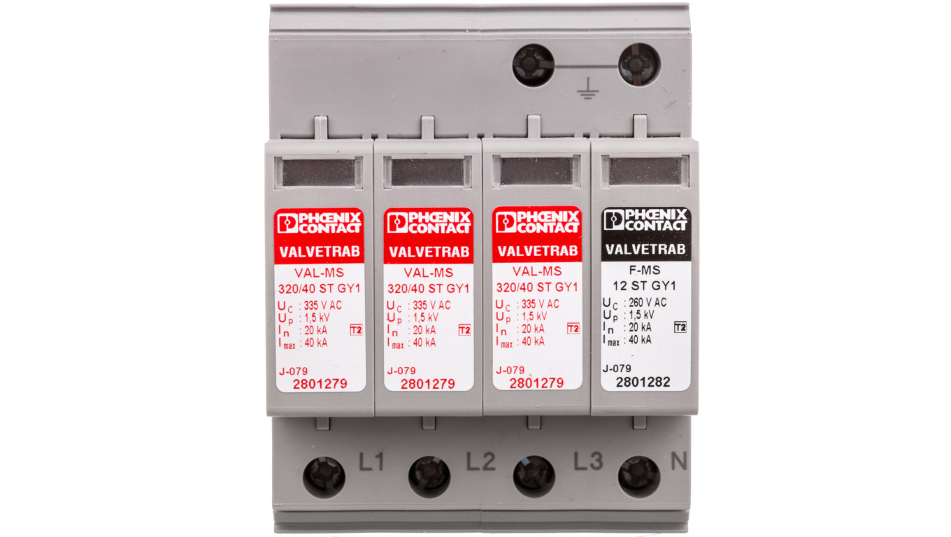 Ogranicznik przepięć Typ T2 4P 20kA 1,6kV 335V VAL-MS 320/40/3+1 GY1 2801321