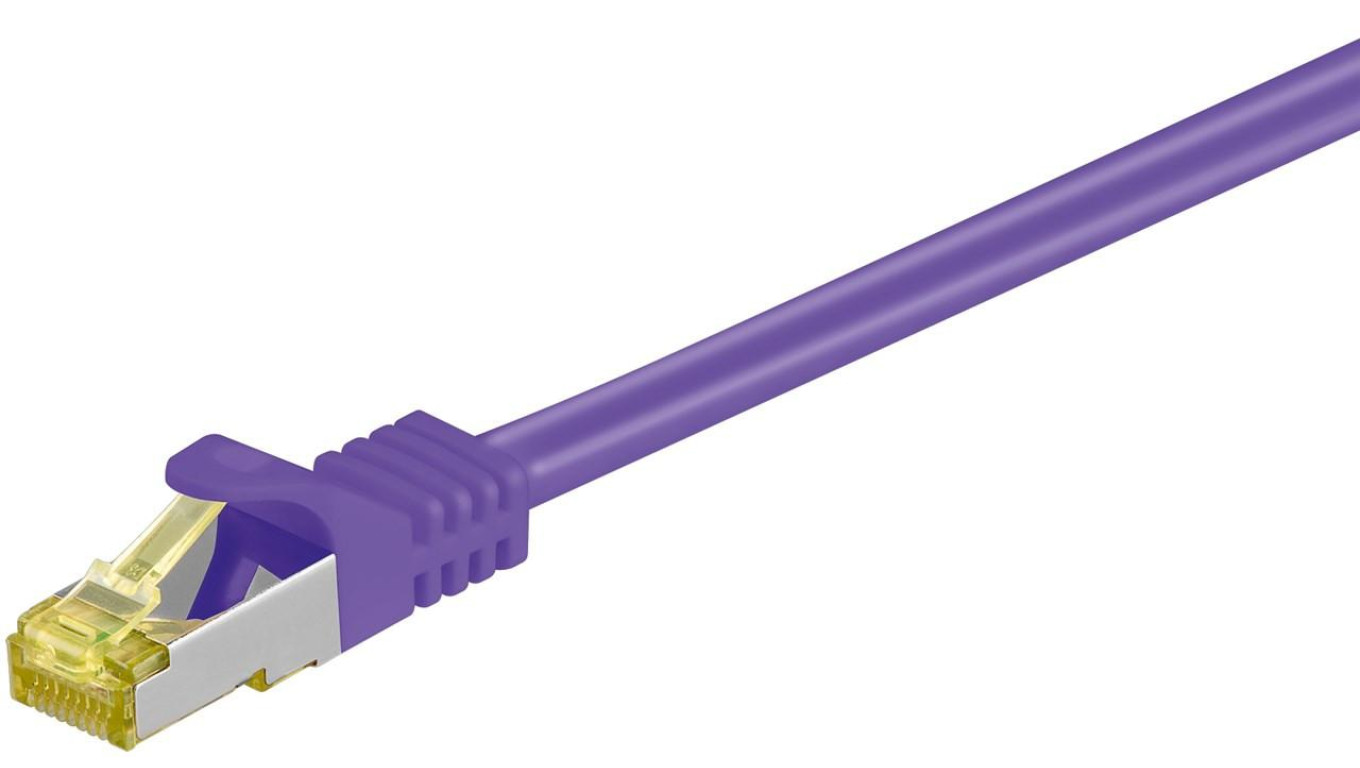 RJ45 patchkabel, CAT 6A S/FTP (PiMF), 500 MHz z CAT 7 kable surowym, Fioletowy - Długość kabla 3 m