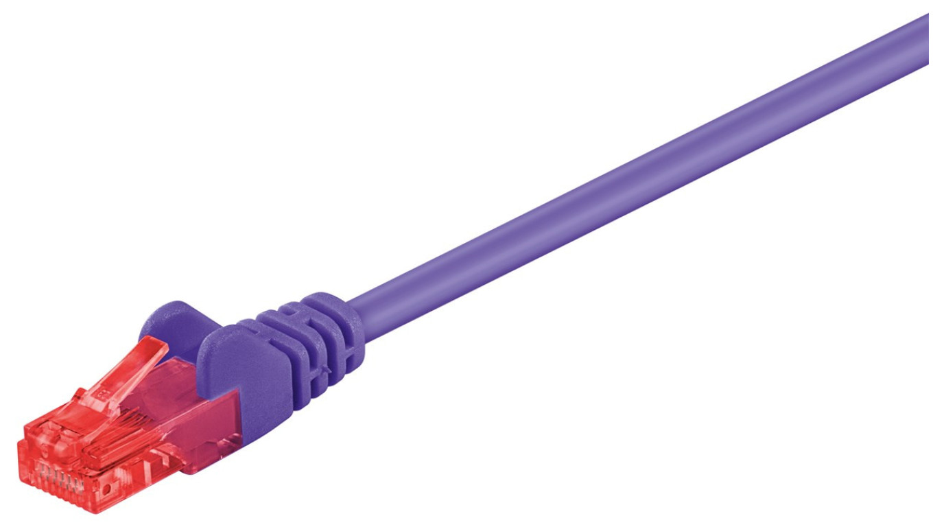 CAT 6Kabel łączący, U/UTP, Fioletowy - Długość kabla 0.5 m