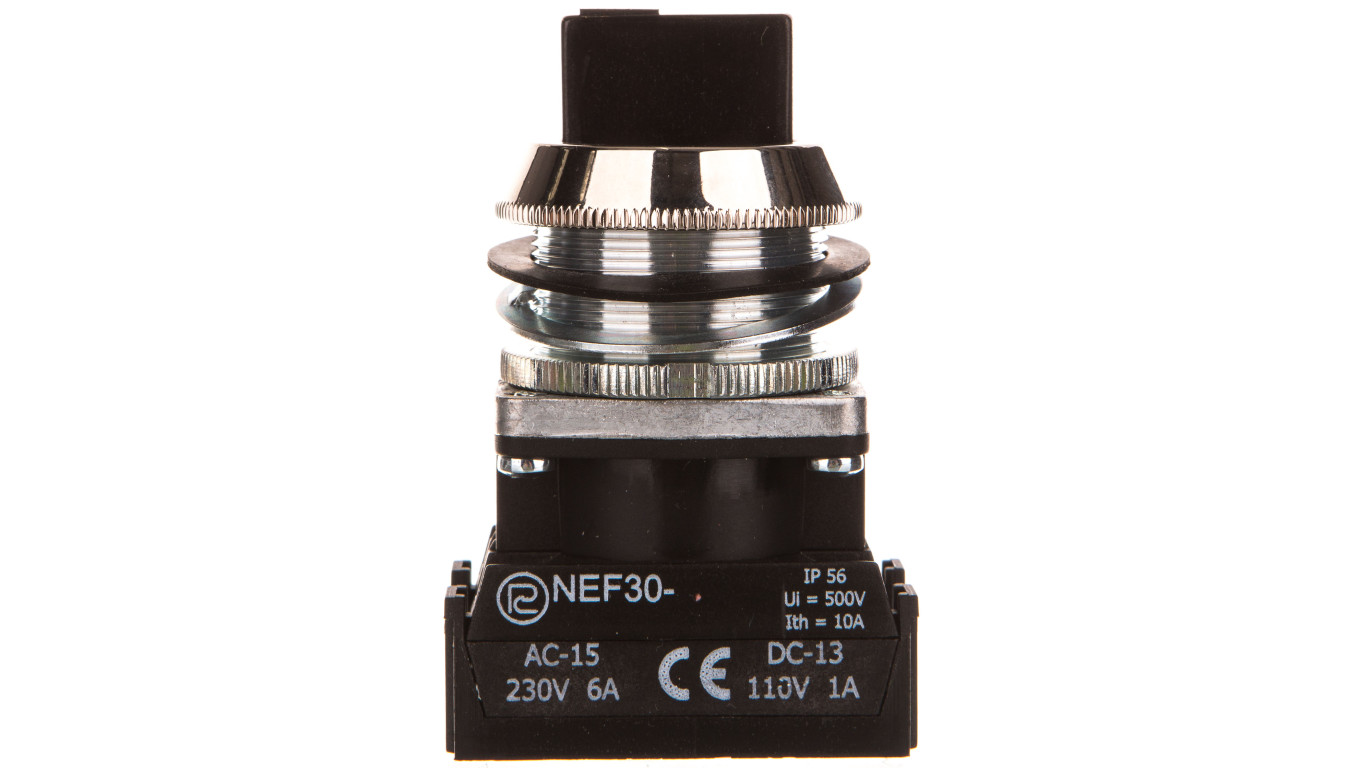 Przełącznik 3 położeniowy pokrętło 30mm czarny 2Z bez samopowrotu W0-NEF30-TPC 2X S