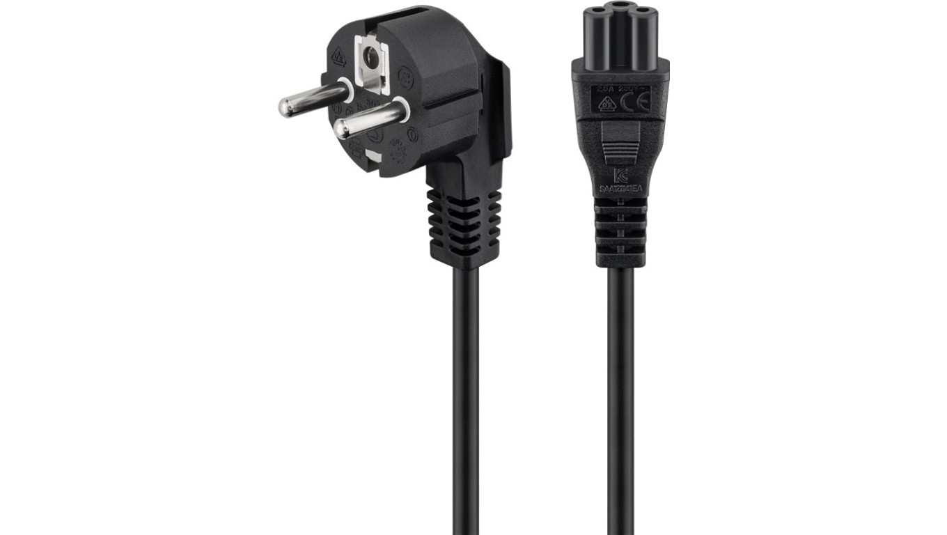Kabel przyłączeniowy sieci (styk uziemiający) kątowy, 3 m, czarny - Długość kabla 3 m