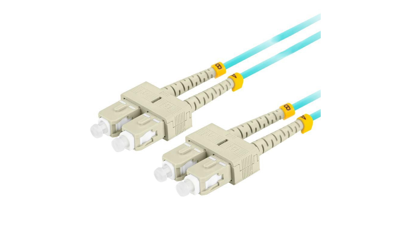 Patchcord światłowodowy MM SC/UPC-SC/UPC duplex 3mm OM3 aqua 2m LANBERG