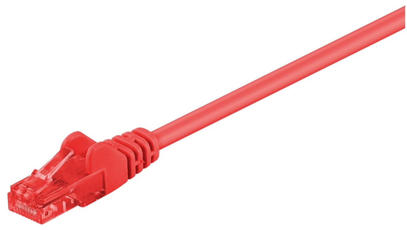 CAT 6Kabel łączący, U/UTP, Czerwony - Długość kabla 1.5 m