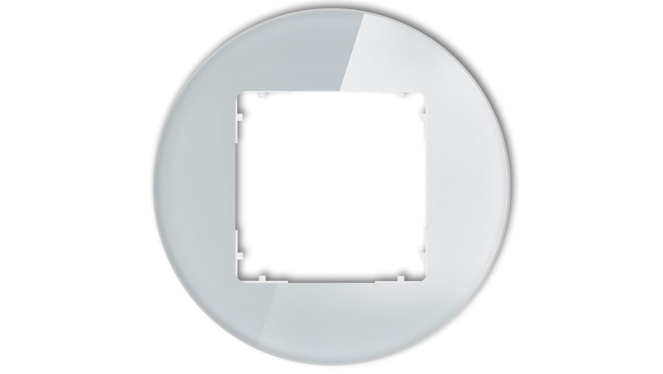 ICON Ramka uniwersalna pojedyncza okrągła - efekt szkła (ramka: szara spód: biały) 15-0-IRSO-1