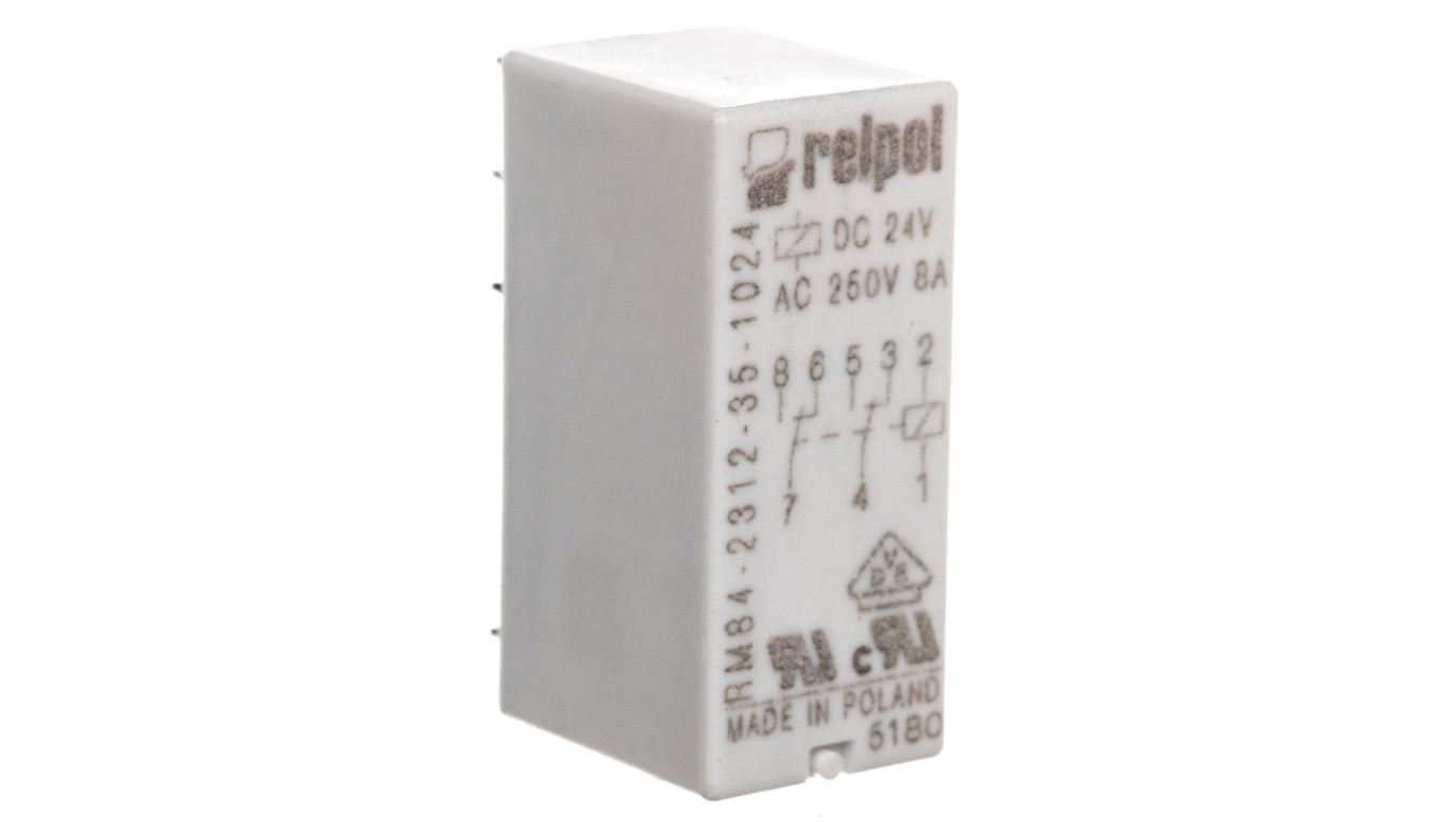 Przekaźnik miniaturowy 2P 8A 24V DC PCB AgNi/Au RM84-2312-35-1024 600388