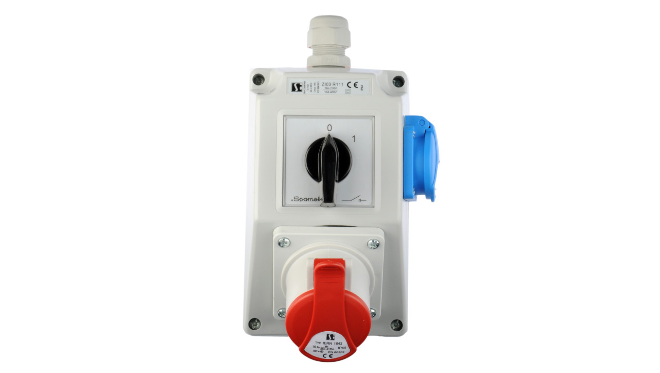 Zestaw instalacyjny z gniazdem 16A 3P+Z+2P+Z (0-1) czerwony ZI03\R111