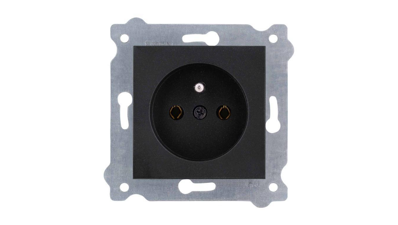 Gniazdo z uziemieniem 250V 16A Czarny Metalik 241/14E