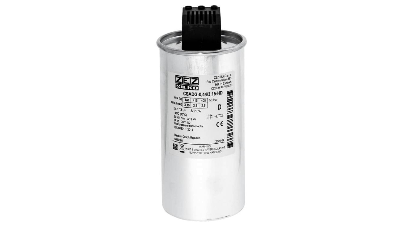 Kondensator 3,15kvar 440V Cn=3x17,26µF In=3x4,14A