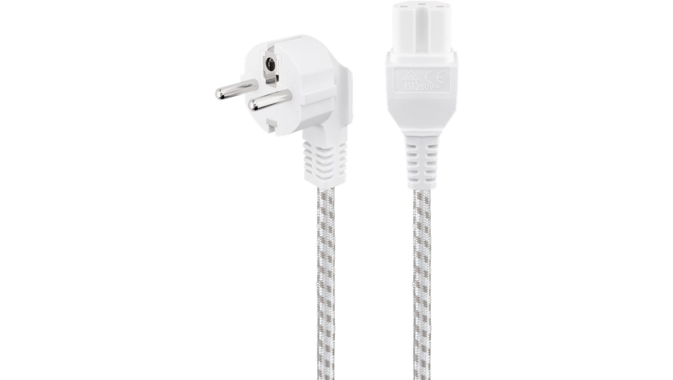 Kabel przyłączeniowy do urządzeń grzewczych, 2 m, biało-srebrny - Długość kabla 2 m