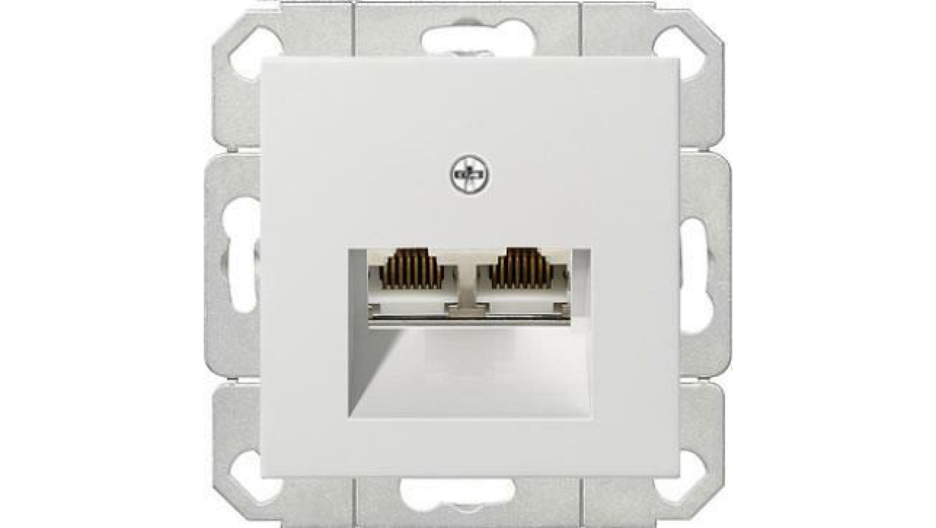 Gniazdo komputerowe podw. RJ45 cat. 6 Gira System 55 biały mat