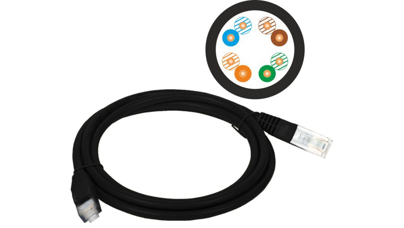 Patch-cord U/UTP kat.5e PVC 5.0m czarny KKU5CZA5