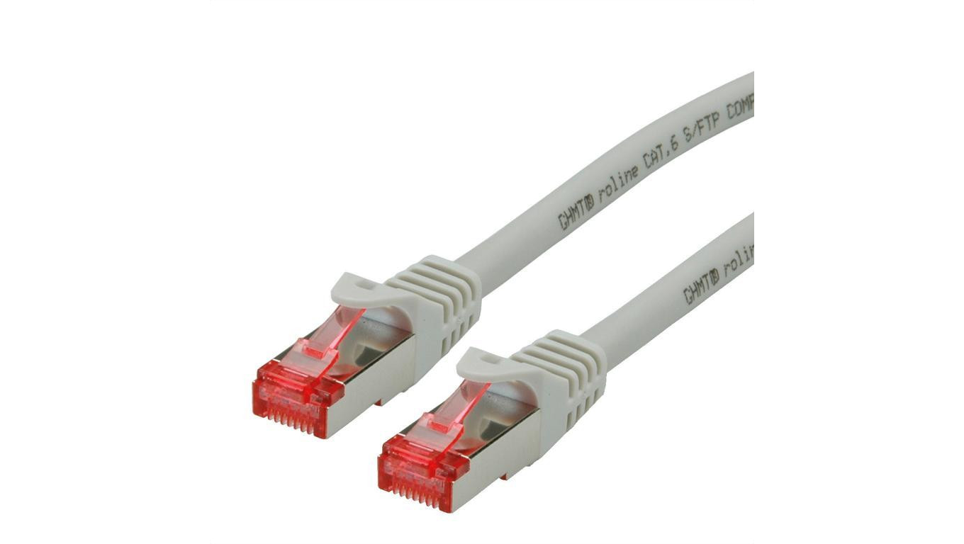 Kabel krosowy ROLINE Cat.6 S/FTP (PiMF), poziom komponentów, LSOH, szary, 0,3 m