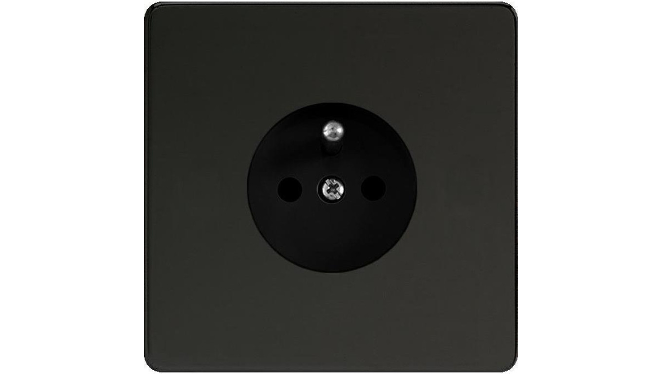 Varilight Metal gniazdo czarny mat B/K bez kołnierza wewnętrznego Linia Metal 16A 250V stal nierdzewna przesłony torów prądowych