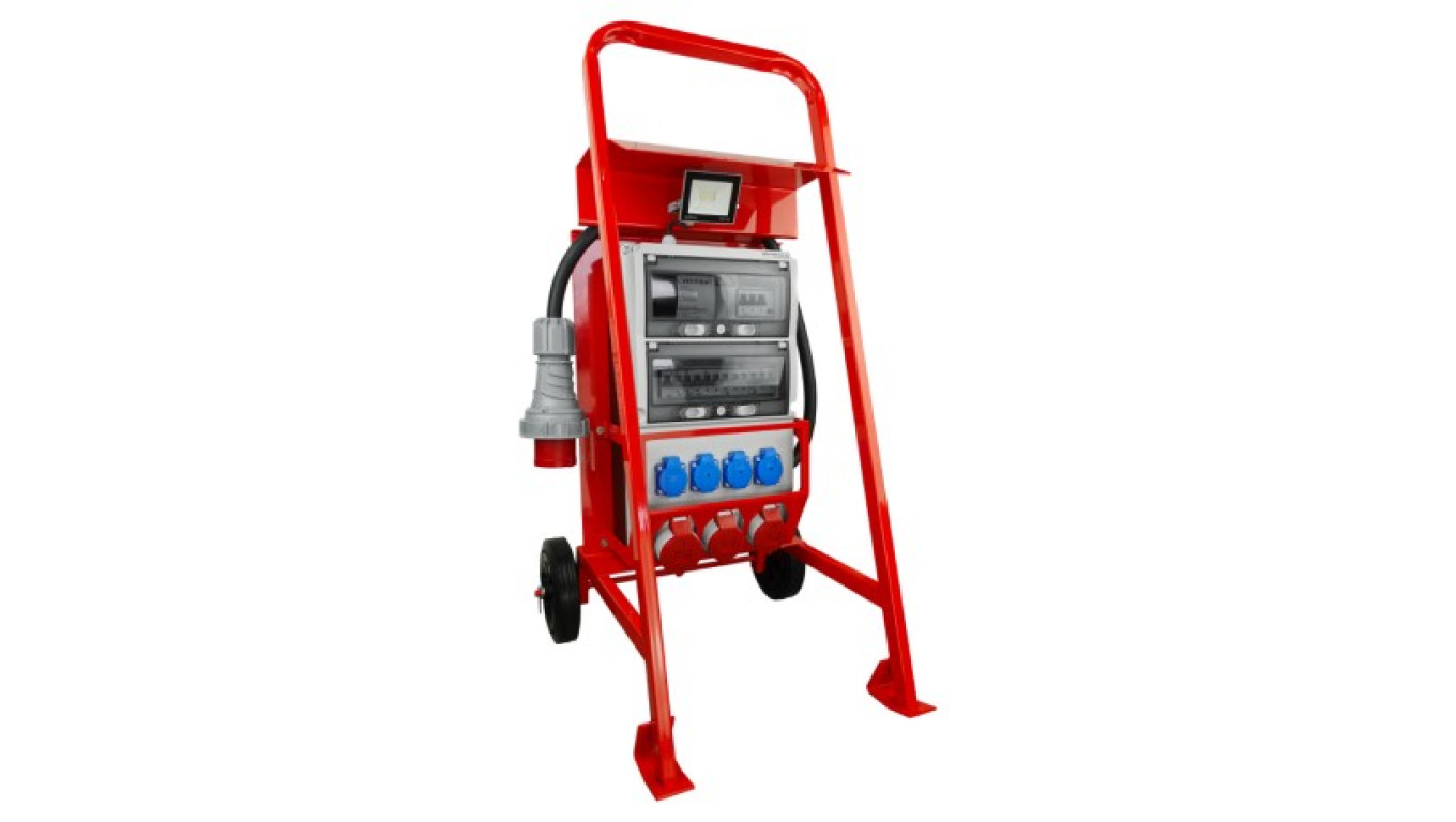 Rozdzielnica budowlana na stojaku z naświetlaczem eXT S/FI SET 32A 2x16A 4x230V schuko Doktorvolt 0027