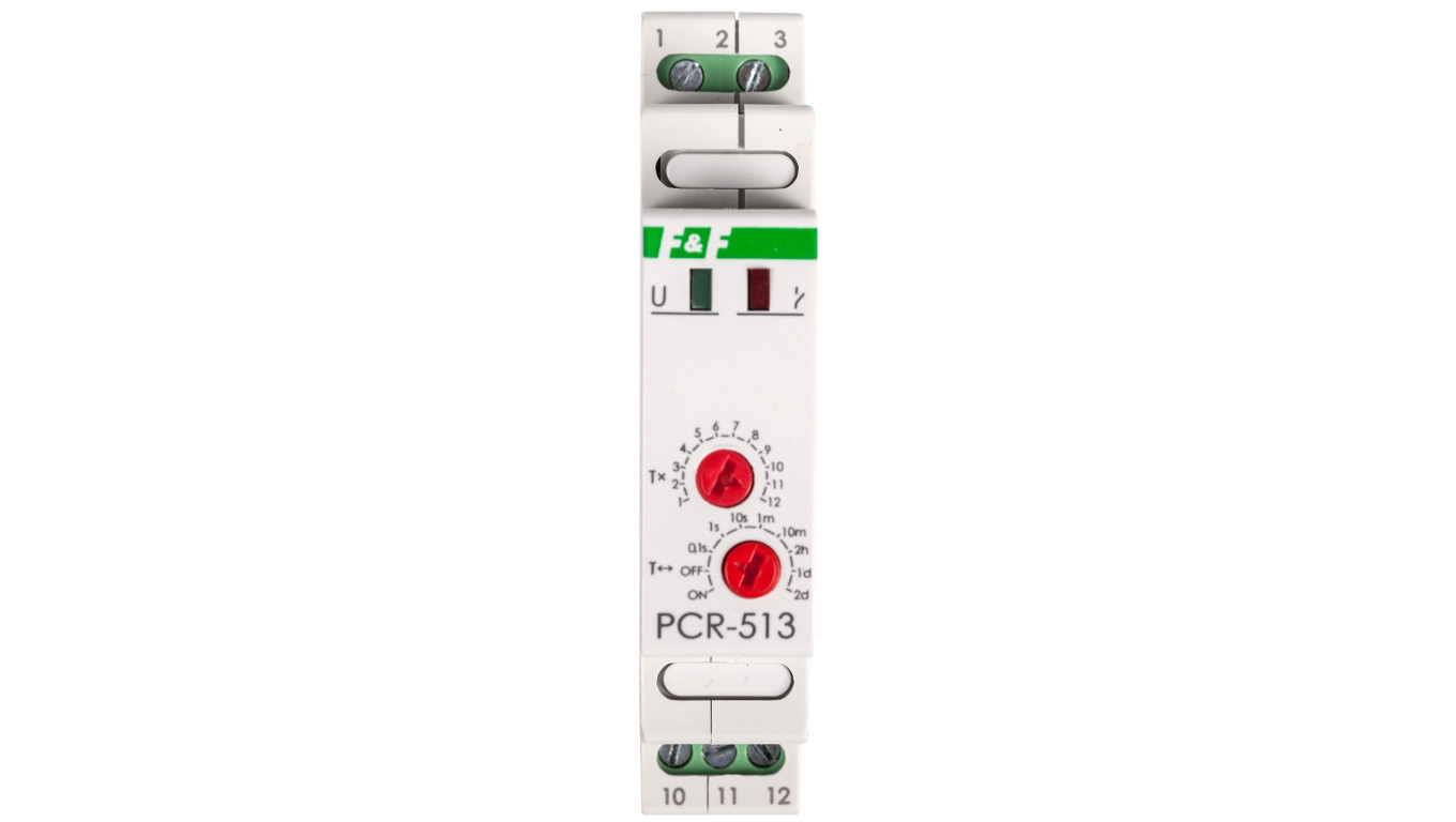 Przekaźnik czasowy 1P 10A 0,1sek-576h 12-264V AC/DC opóźnione załączenie PCR-513UNI