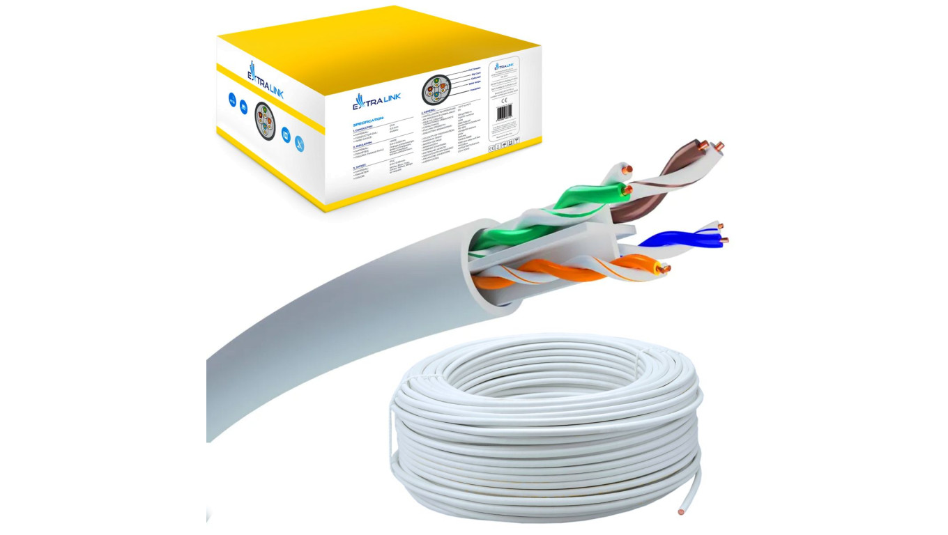 Kabel sieciowy skrętka 305M Extralink CAT6 UTP (U/UTP) V2 Wewnętrzny
