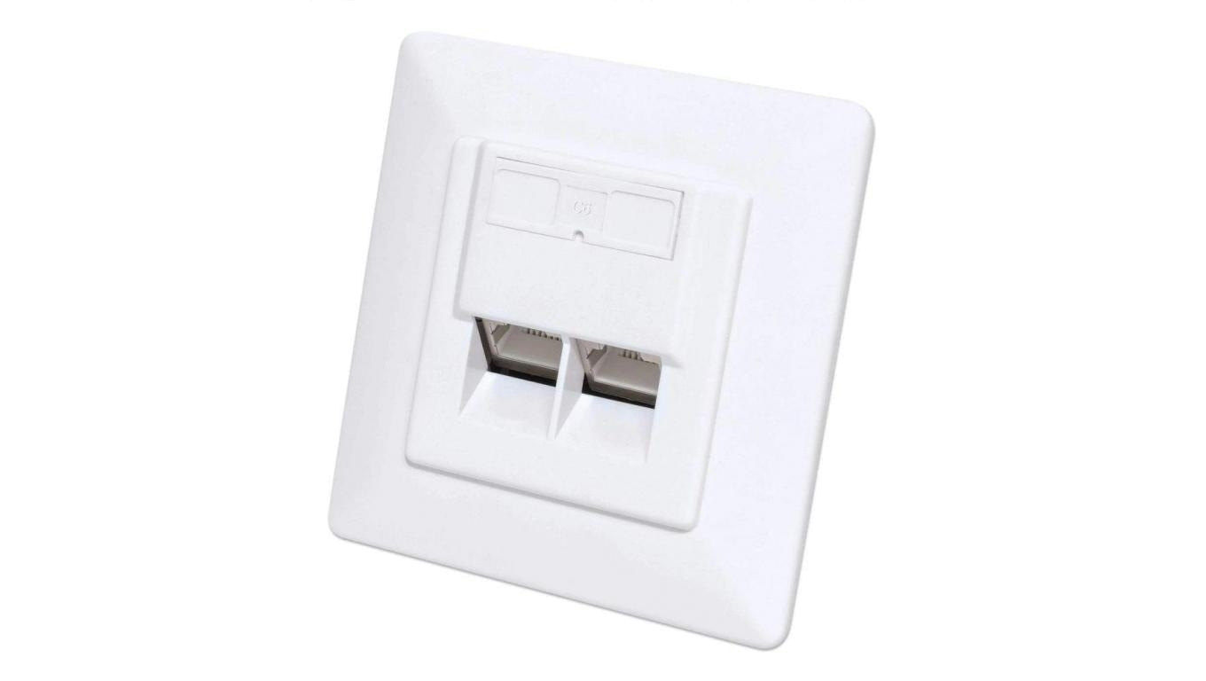 Gniazdo sieciowe podtynkowe 2x RJ45 Cat6 10G, STP, białe 771900
