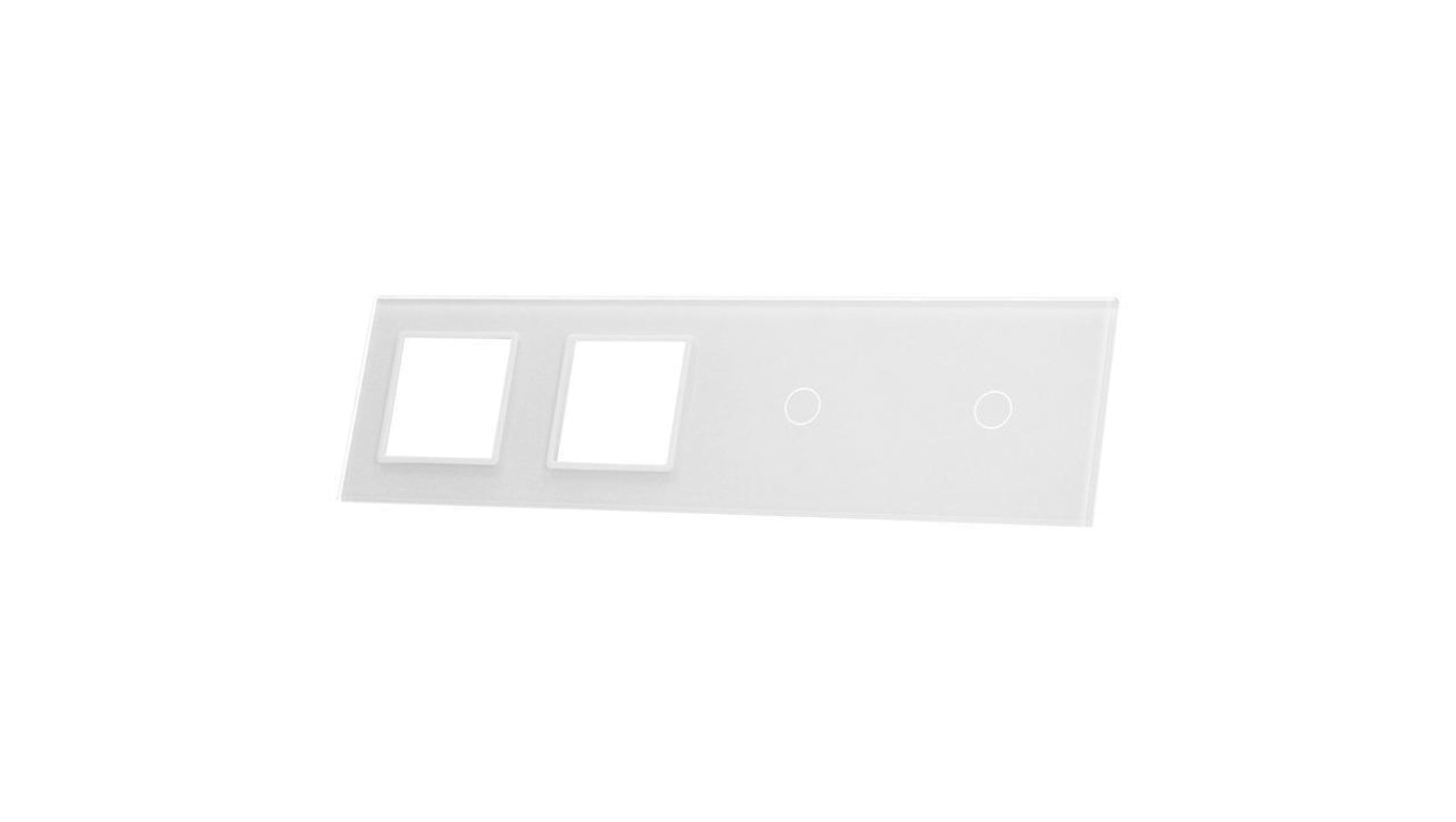 Livolo BIAŁY PANEL SZKLANY 1+1 + PODWÓJNE MIEJSCE NA GNIAZDO 7011GG-61