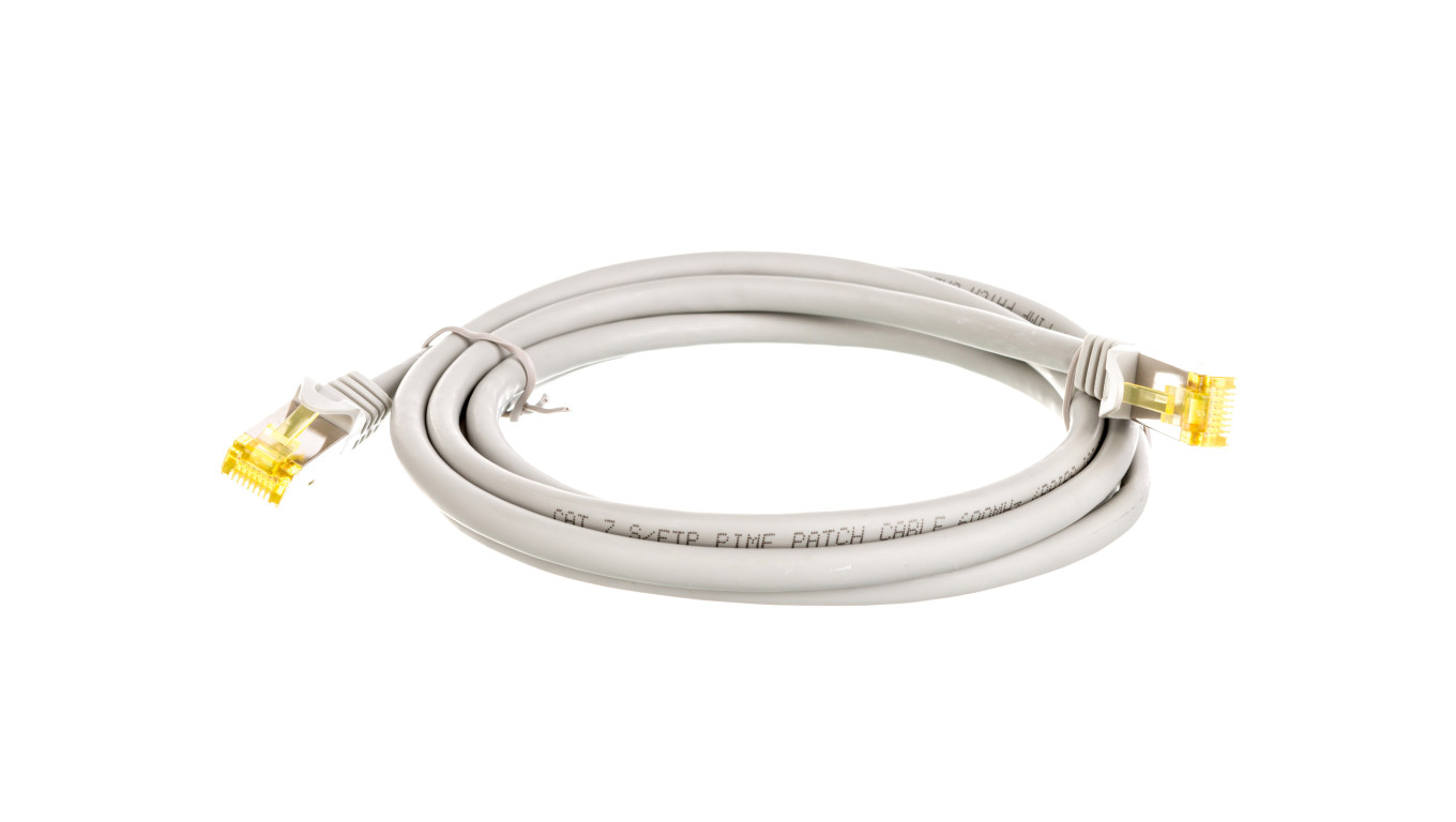 Kabel krosowy patchcord S/FTP (PiMF) kat.6A LSZH szary 2m 91603