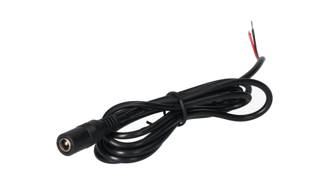 Gniazdo DC 5.5x2.1 przewód czarny 150cm 18awg