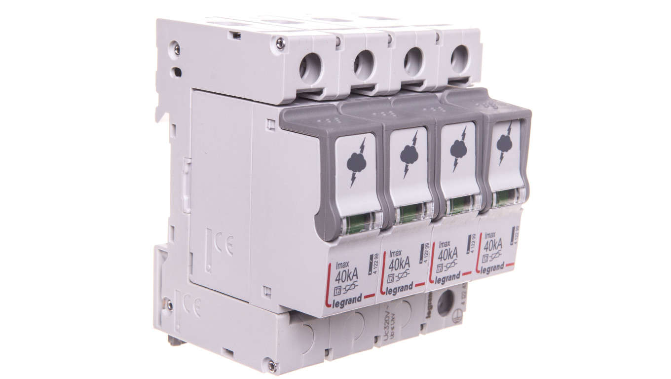 Ogranicznik przepięć Typ T2 4P 40kA 1,7kV ON 300 TT, TN (TNC, TNS) 412243