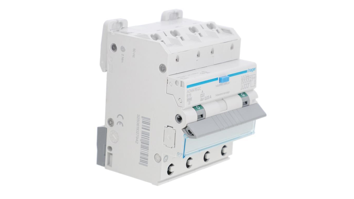 Wyłącznik różnicowo-nadprądowy RCBO 4P B16A 6KA 0,03A Typ A QuickConnect/QB ADM416QC