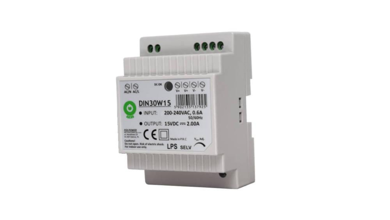 DIN30W15 Zasilacz na szynę DIN 30W 15V 2A
