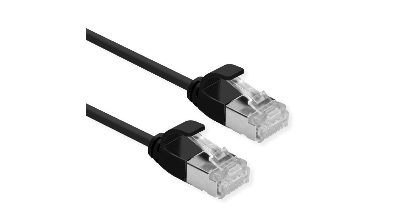 ROLINE F/UTP DataCenter Patch Cord Cat.6A (Class EA), LSOH, bardzo cienki, czarny, 0,15 m