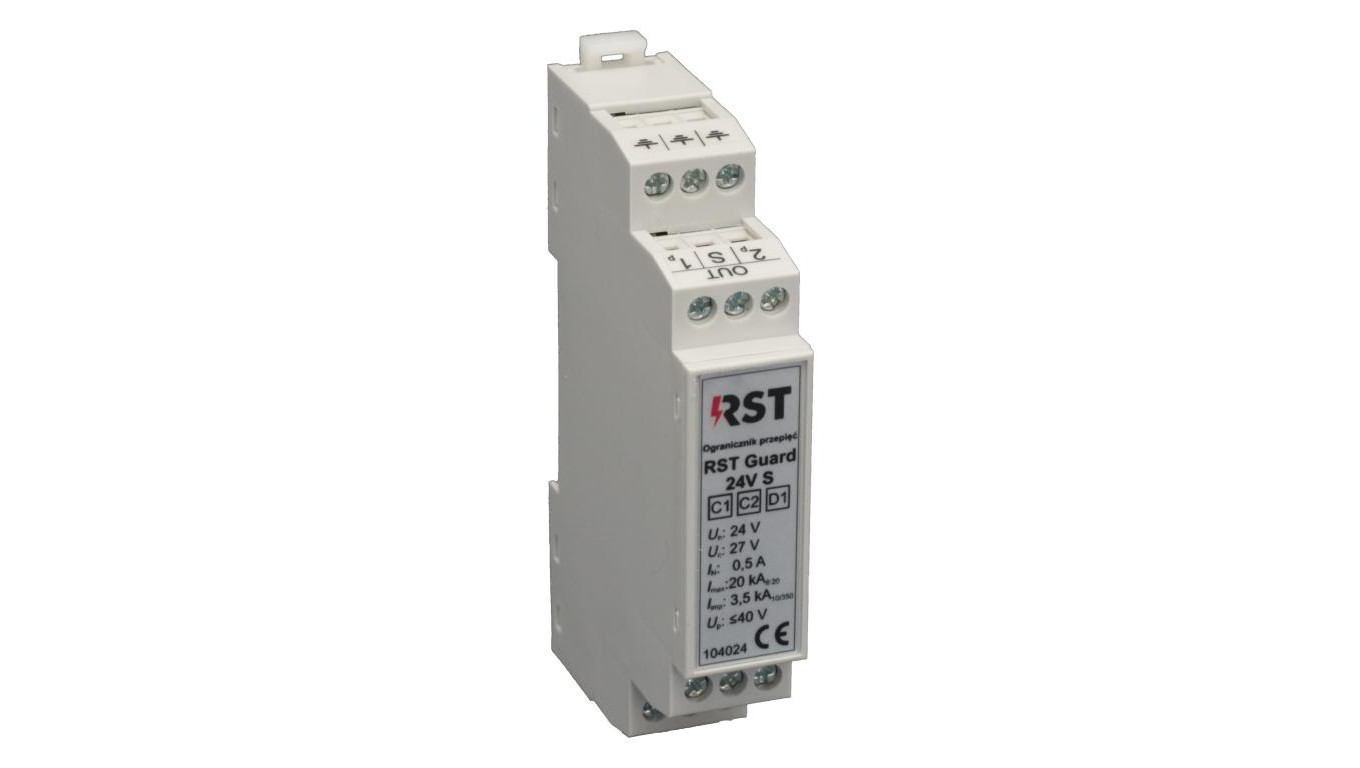 Ogranicznik przepięć do ochrony systemów sterowania i kontrolno - pomiarowych, RST Guard 24V S 104 024