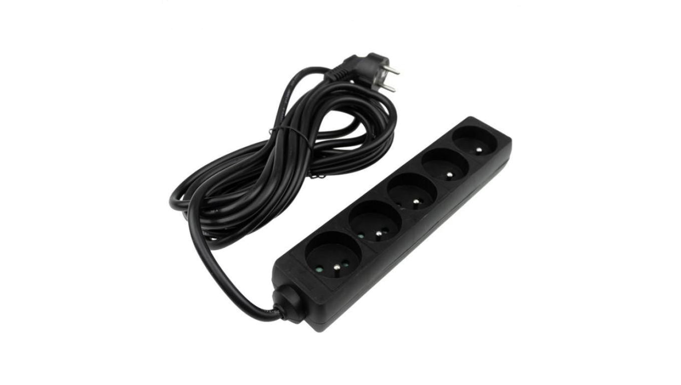 Przedłużacz 5 gniazd 5m z/u 3x1.5mm2 CZARNY