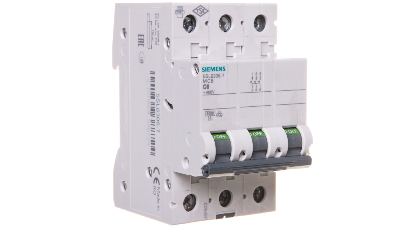Wyłącznik nadprądowy 3P C 6A 6kA AC 5SL6306-7