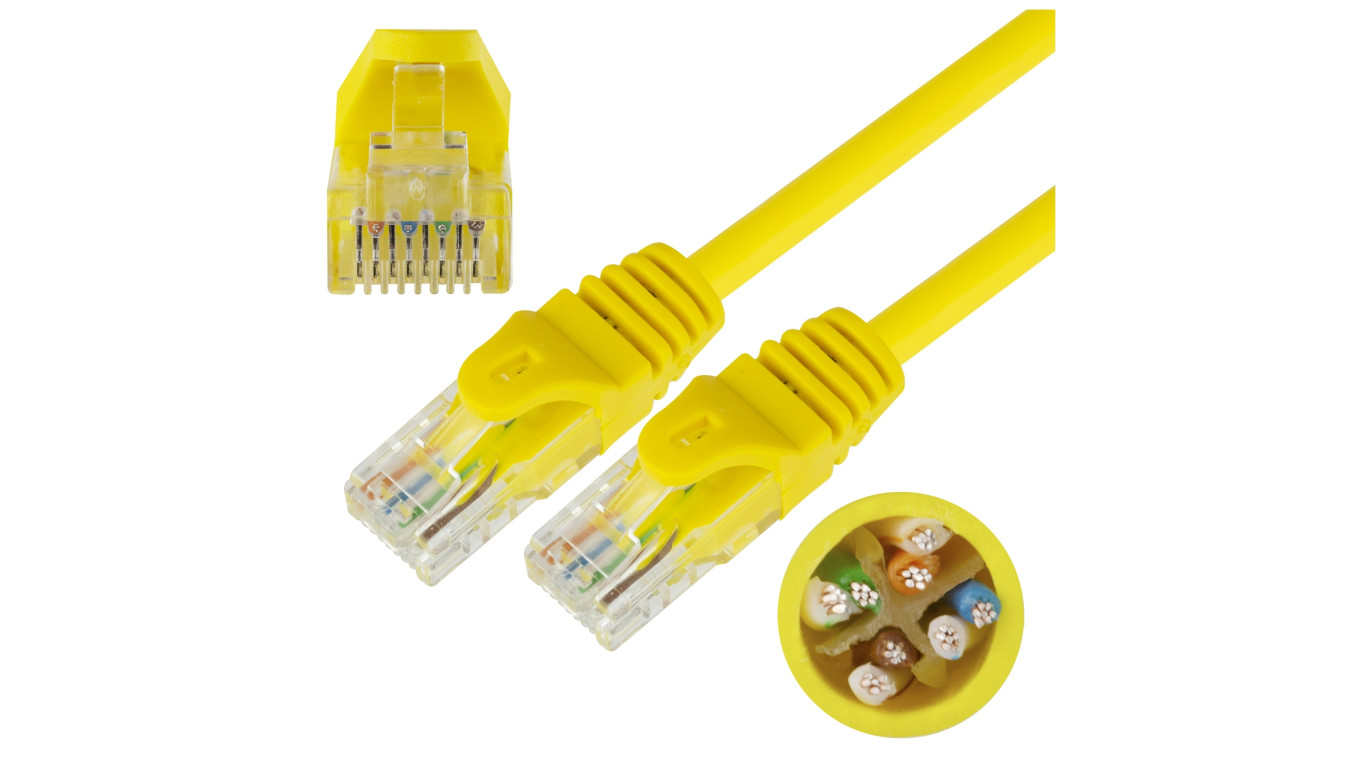 Patchcord UTP kat.6 kabel sieciowy LAN 2x RJ45 linka żółty 1m NEKU