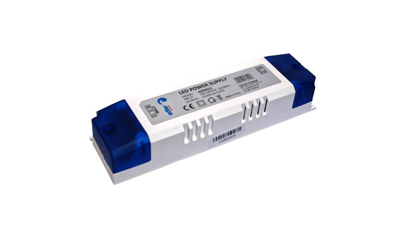 Zasilacz LED 24V/80W meblowy, plastikowa obudowa ADM8024
