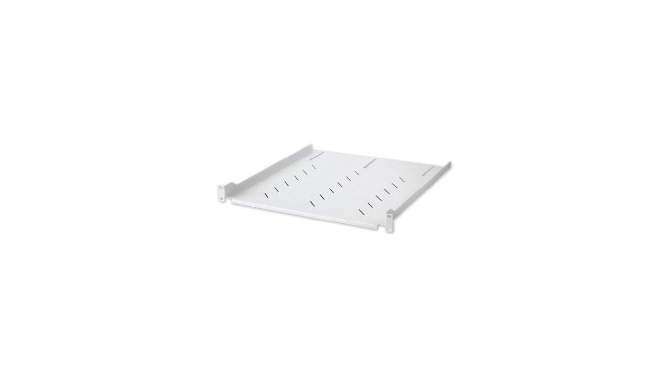 Półka 1U 470mm rack 19, 4 pkt mocowania, perforowana, szara