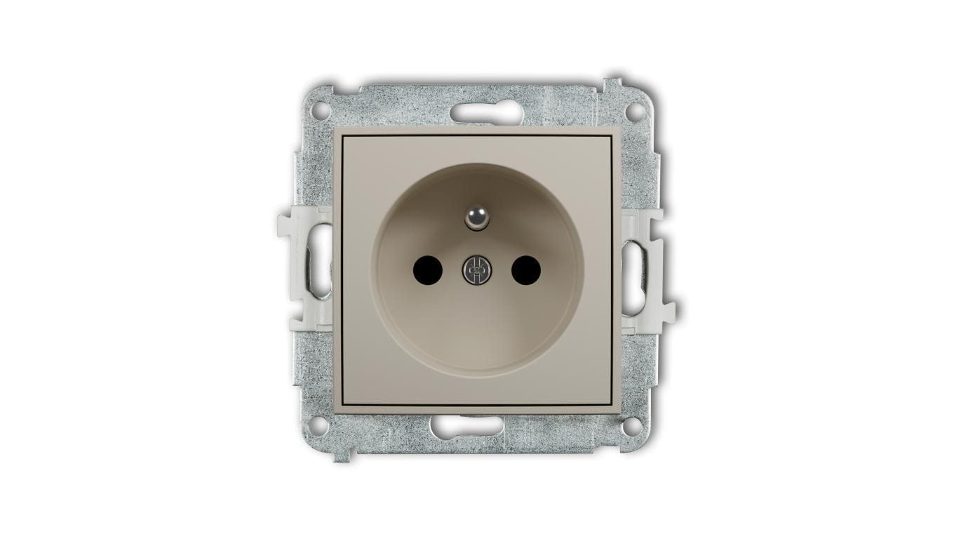 MINI Mechanizm gniazda pojedynczego z uziemieniem 2P+Z (przesłony torów prądowych) taupe 60MGP-1zp
