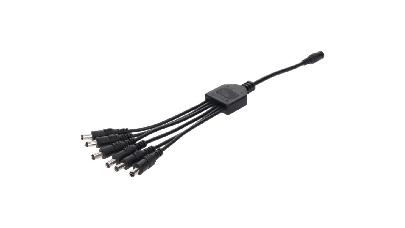 Rozgałęźnik DC 5.5X2.1 6W-1G czarny 24cm 22/20awg