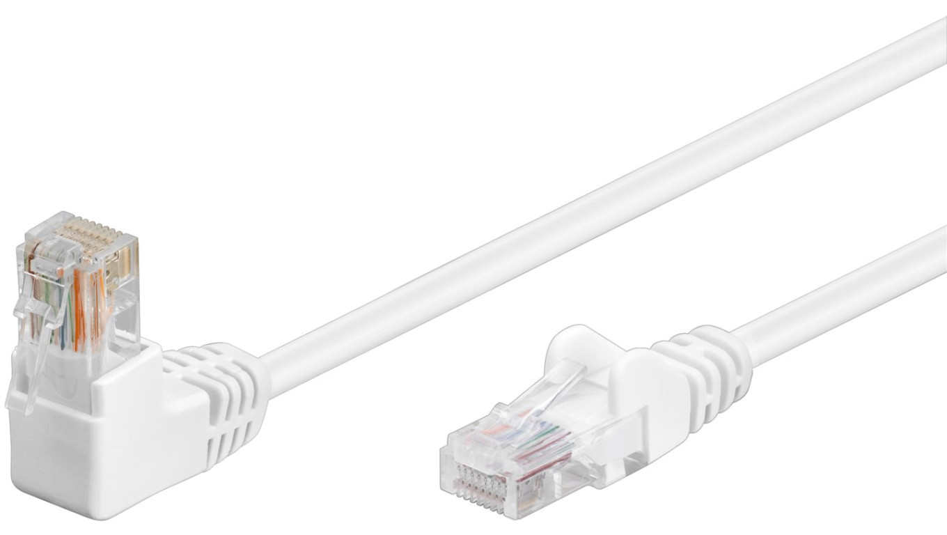CAT 5eKabel łączący 1x 90 pod kątem,U/UTP, Biały - Długość kabla 0.25 m