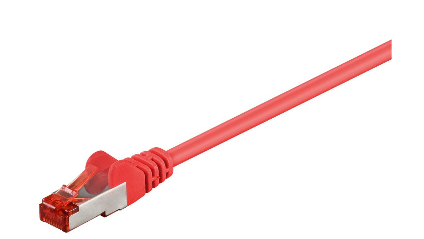CAT 6 Kabel łączący, S/FTP (PiMF), Czerwony - Długość kabla 1.5 m