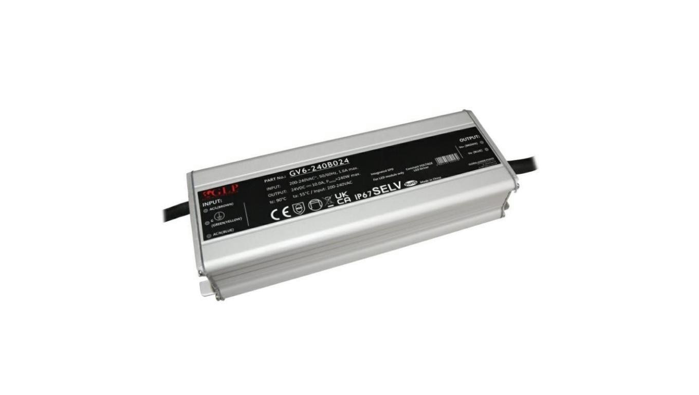 Zasilacz LED GV6-240B024 240W 24V 10A GLP IP67 z filtrem PFC