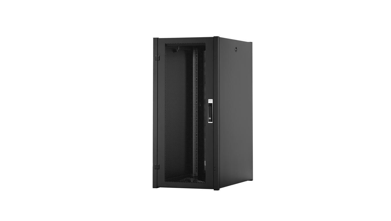 Szafa sieciowa stojąca Hyper Pro 19 26U rack 600x1000, drzwi przód perforacja, czarny, 1000kg DN-51018-P-B