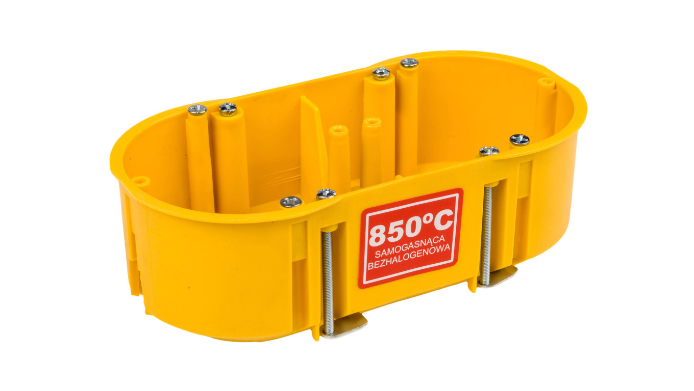 Puszka podtynkowa PK-2x60 podwójna 60mm regips samogasnąca żółta 0210-0N