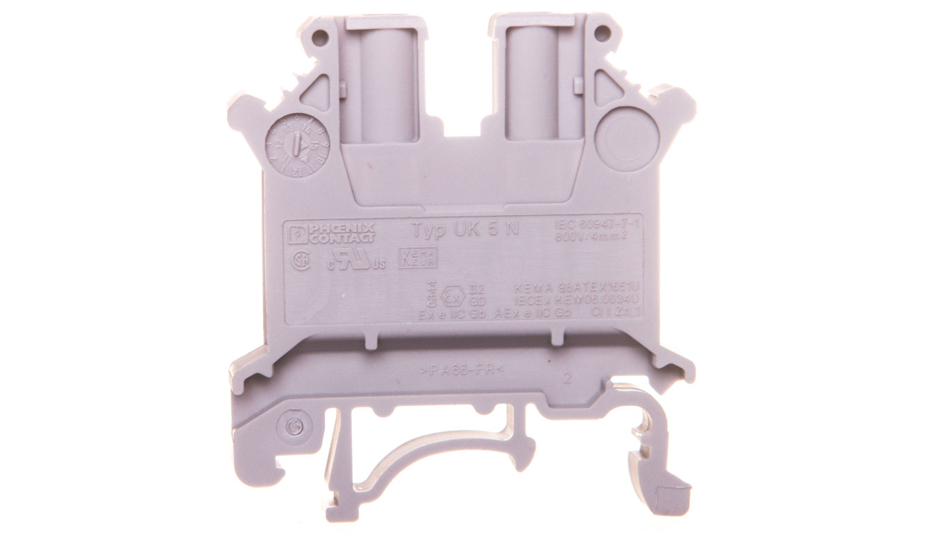 Złączka szynowa 2-przewodowa 2,5mm2 szara UK 5 N 3004362