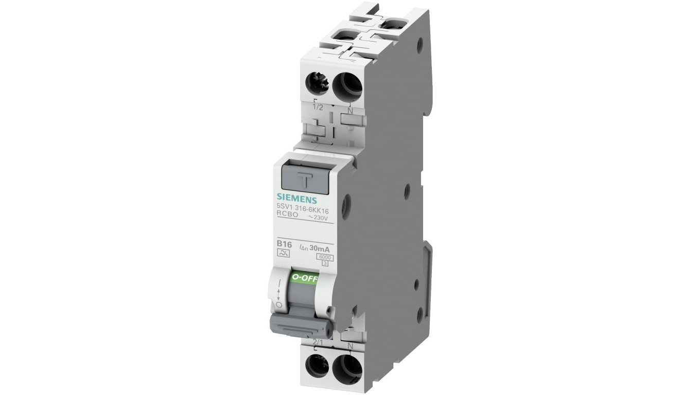 Wyłącznik różnicowo-nadprądowy 2P B 16A 0,03A Typ AC 6kA 30mA 400V SENTRON 5SV1316-0KK16